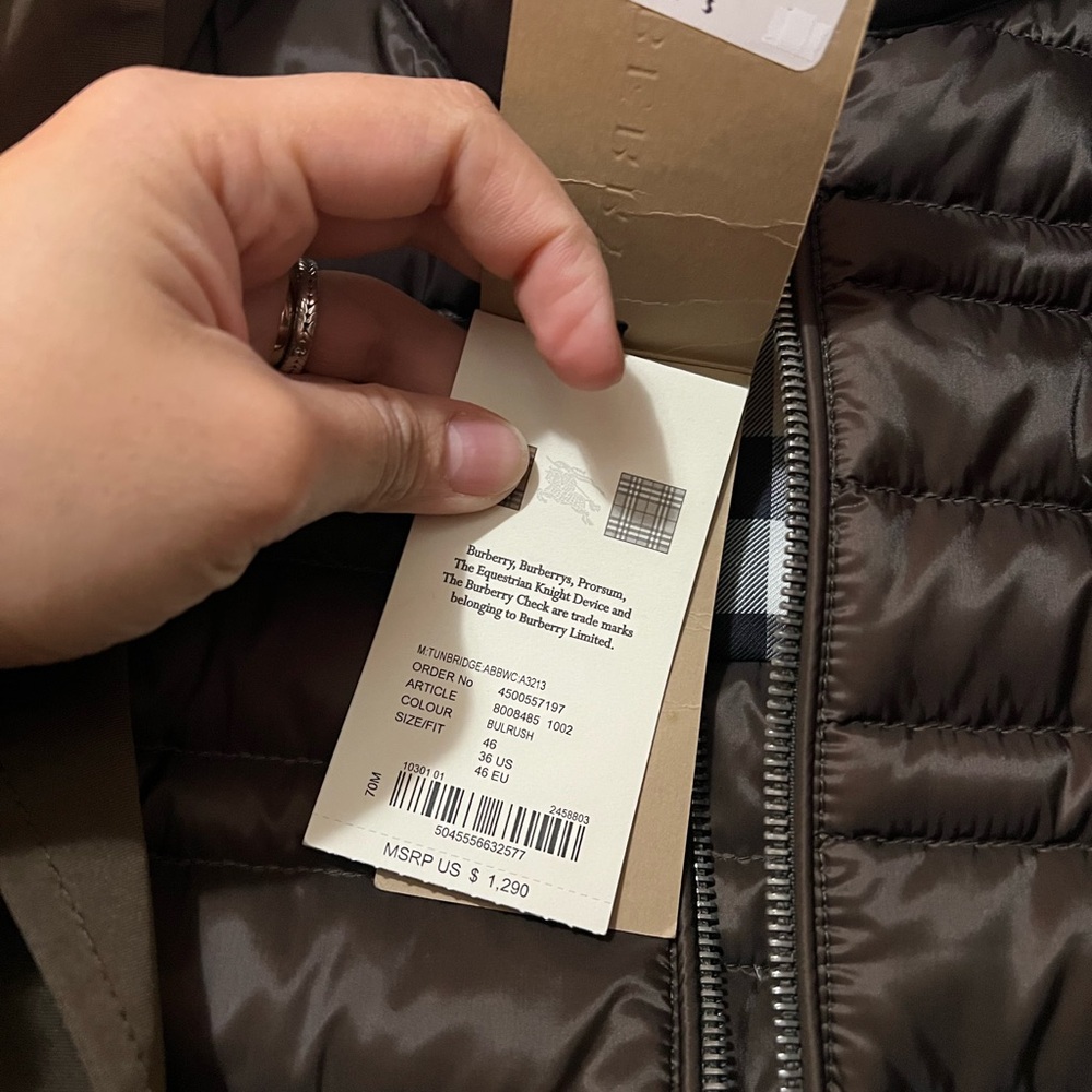 SOLD OFF POSHMARK 
Burberry Tunbridge Waterproof Coat with removable Down Vest - Picture 11 of 13